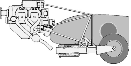 Engine Mount / Landing Gear Assembly - Gear Up