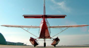 Rear view of the STOL CH 701 equipped with the Zenair amphibious floats