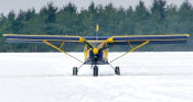 Flying from packed snow...