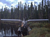 Parked by the fly-in Moose Camp in Alaska.