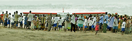 Operating on the beaches of Lake Malawi, Africa.