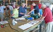 Building the rudder tail kit at a factory workshop 