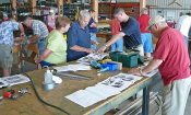 Building the rudder tail kit at a factory workshop