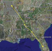 Mexico, MO to Lakeland, FL route