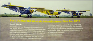 PilotMag's "Best Overall Kit Aircraft Manufacturer Pick for 2010"