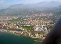 flying along the Italian coastline