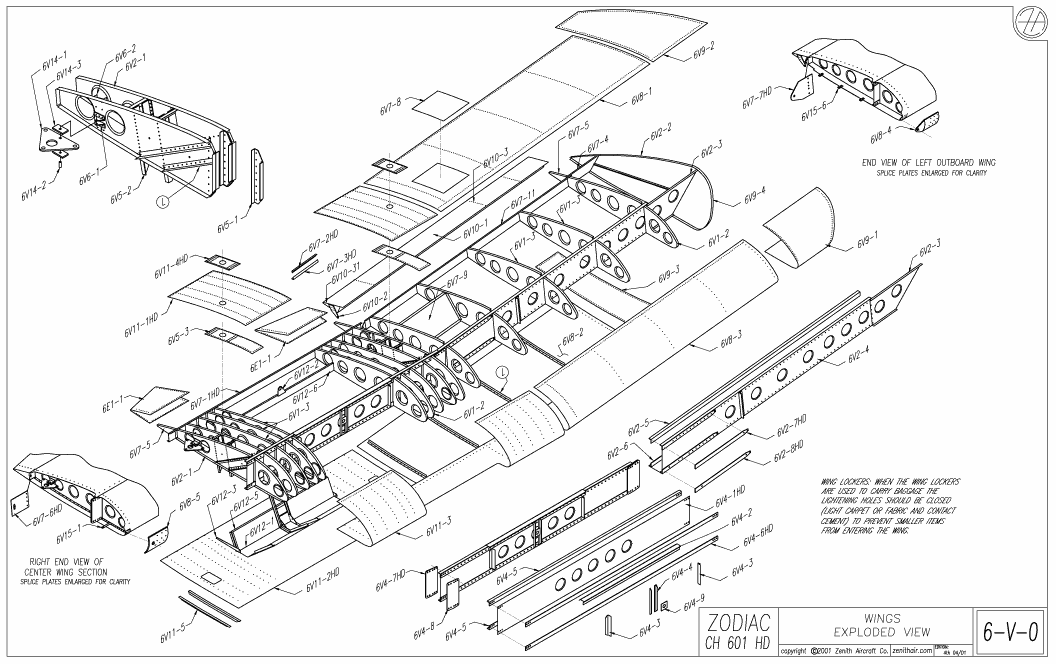 Sample Drawing 6V0 ZODIAC CH 601 HD Wing Assembly wing drawings