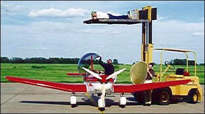 Forklift helps to obtain bird's eyeview of the cabin area